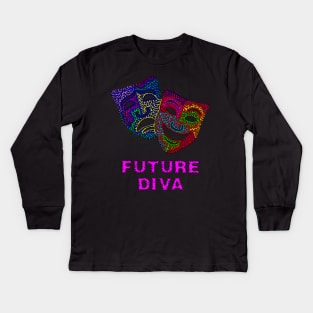 Future Diva - Comedy and Tragedy Masks Kids Long Sleeve T-Shirt